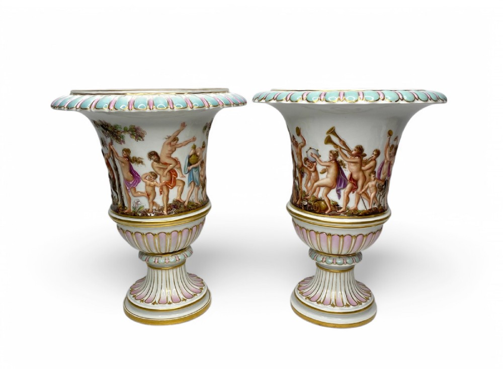 Pair Meissen porcelain vases, c. 1870.