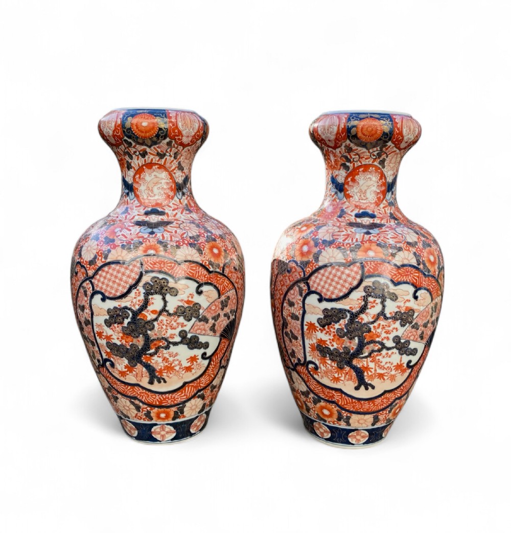 Pair of large Imari porcelain vases, c. 1880, Meiji Period.