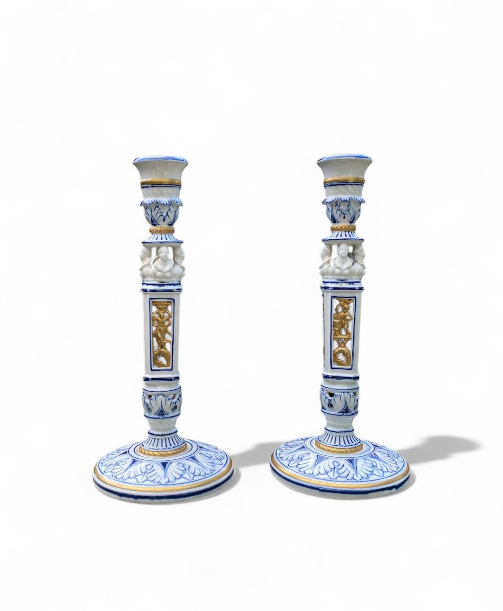 Pair of Wedgwood Cinque Cento candlesticks, c. 1876.