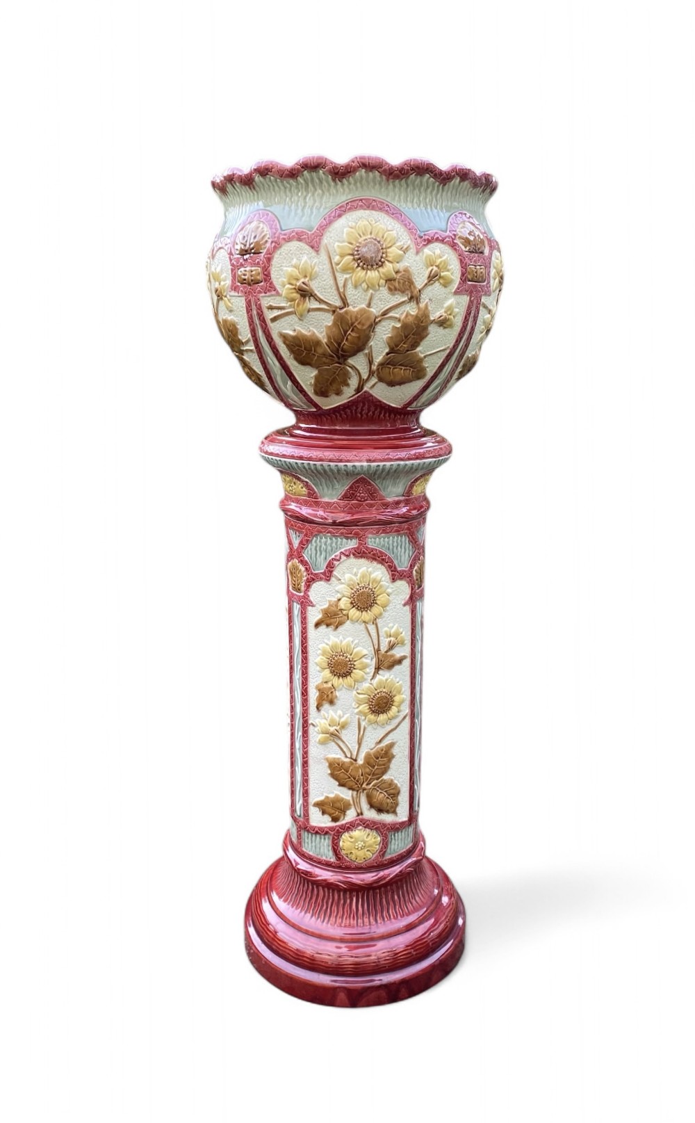 Burmantofts pottery jardiniere and stand, c. 1895.