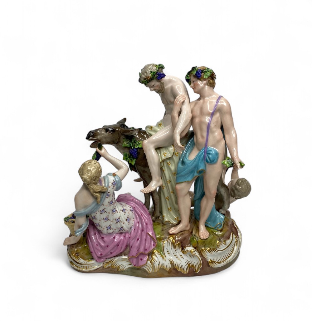 Meissen porcelain Silenus and Bacchus, c. 1870.