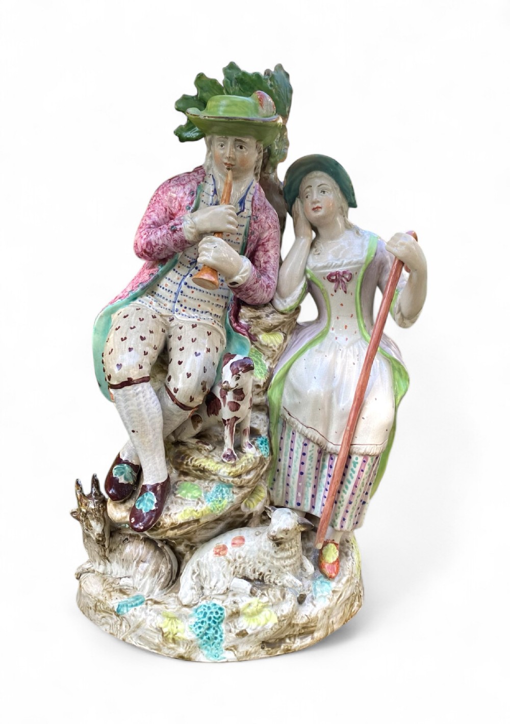 Staffordshire pottery Musical Shepherds group, c. 1830.