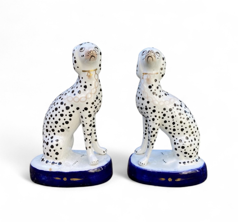 Pair Staffordshire pottery Dalmations, c. 1850.