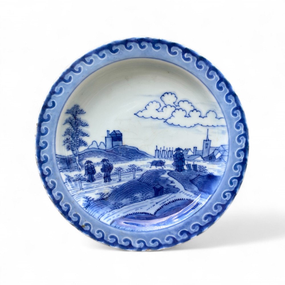 Arita porcelain Deshima Island plate, Japan, c. 1700. 