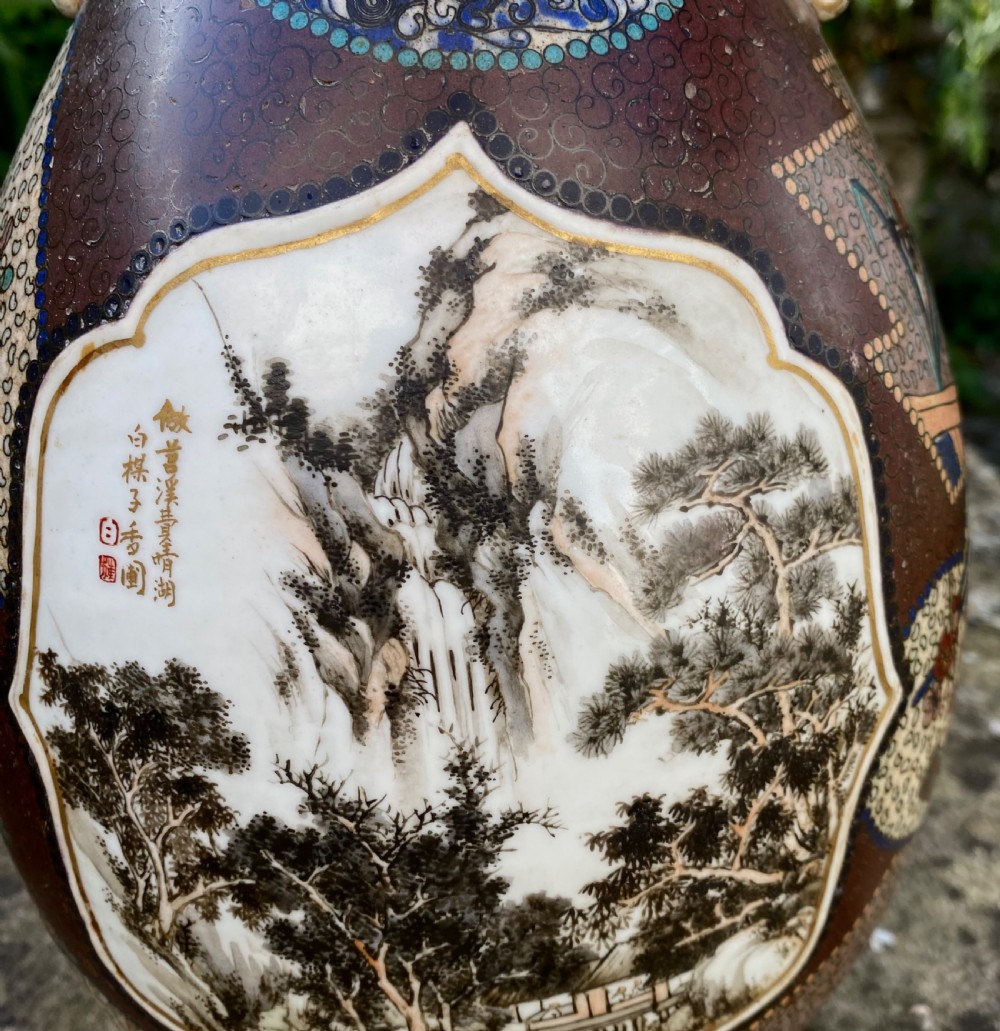 Kanzan Denshichi totai cloisonné vase, Japan, c. 1880, Meiji Period. View XXIV