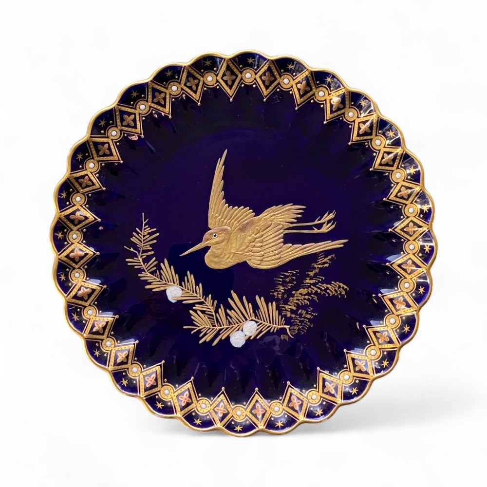 Copeland Spode plate, Heron, C.B. Brough, c. 1880.