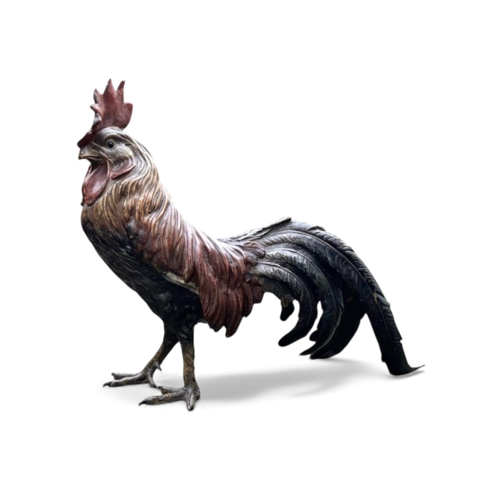 Austrian cold painted bronze Cockerel, Vienna, c. 1890.