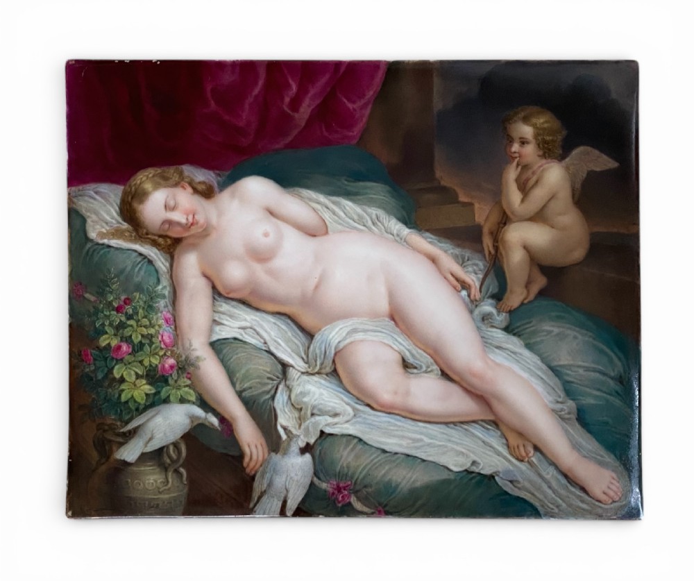 KPM Berlin plaque Venus and Cupid, c. 1870.