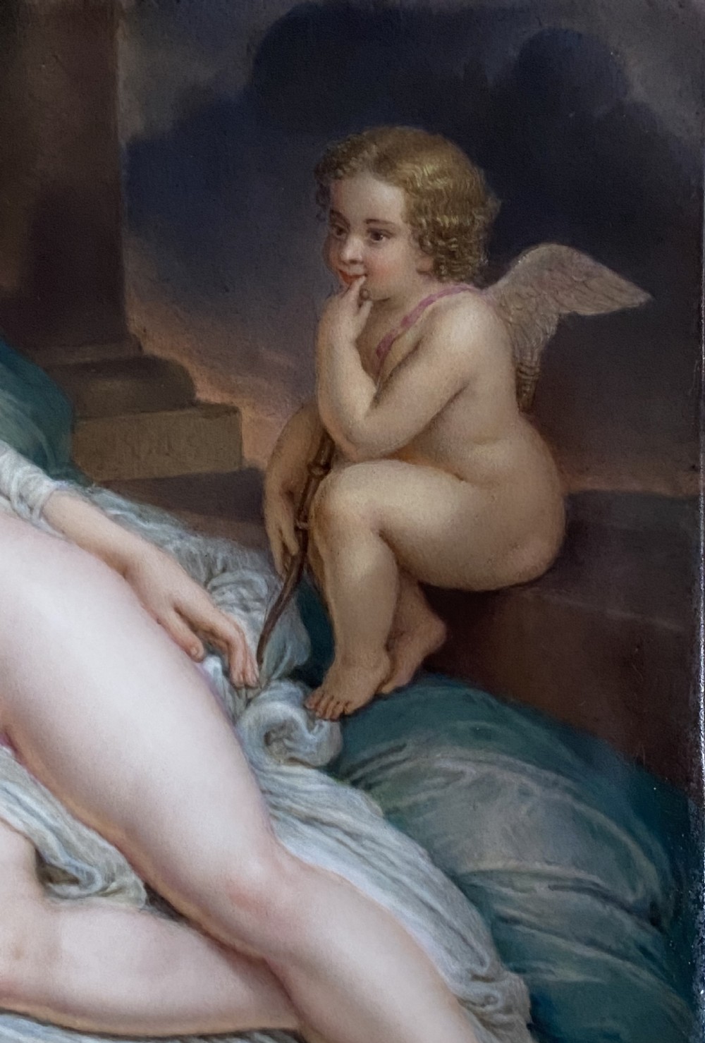 KPM Berlin plaque Venus and Cupid, c. 1870. View X