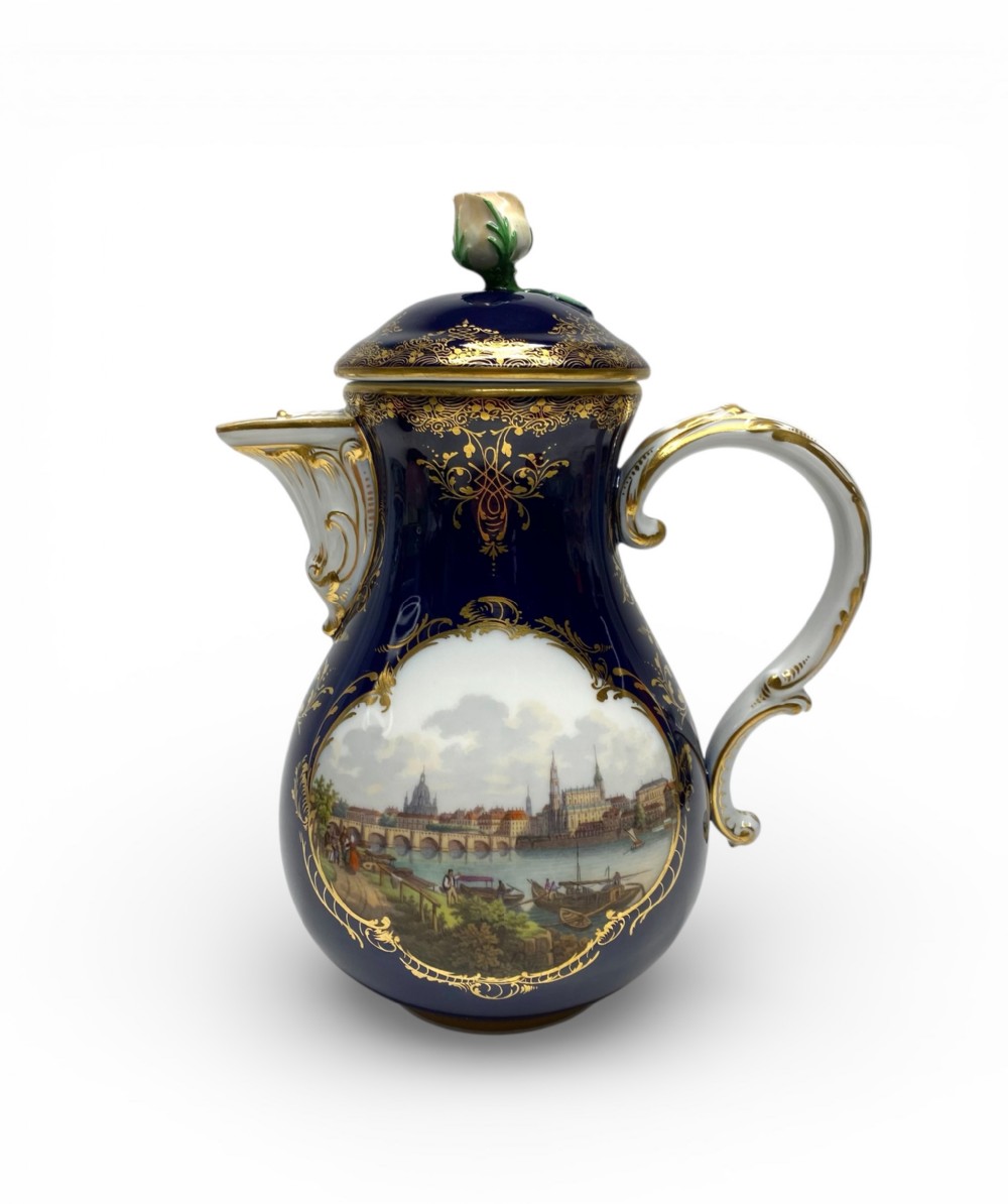 Meissen topographical coffee pot, Dresden, c. 1860.