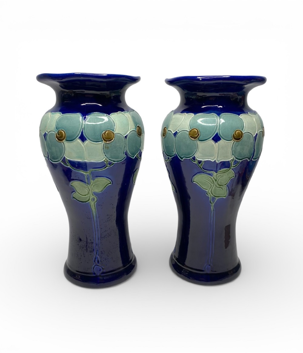 Burmantofts Pottery pair of vases, c. 1900.