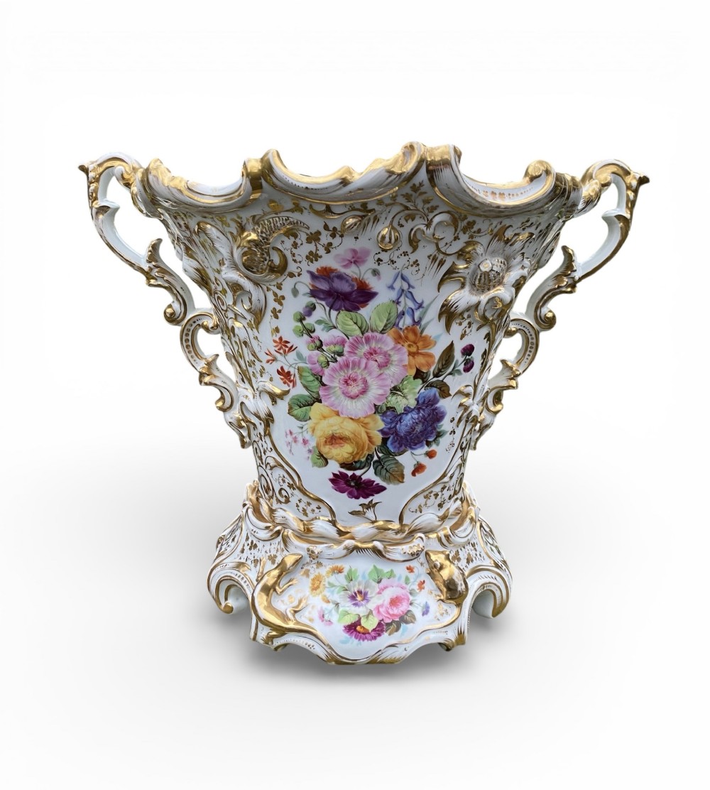 French porcelain cache pot and stand, c. 1850.