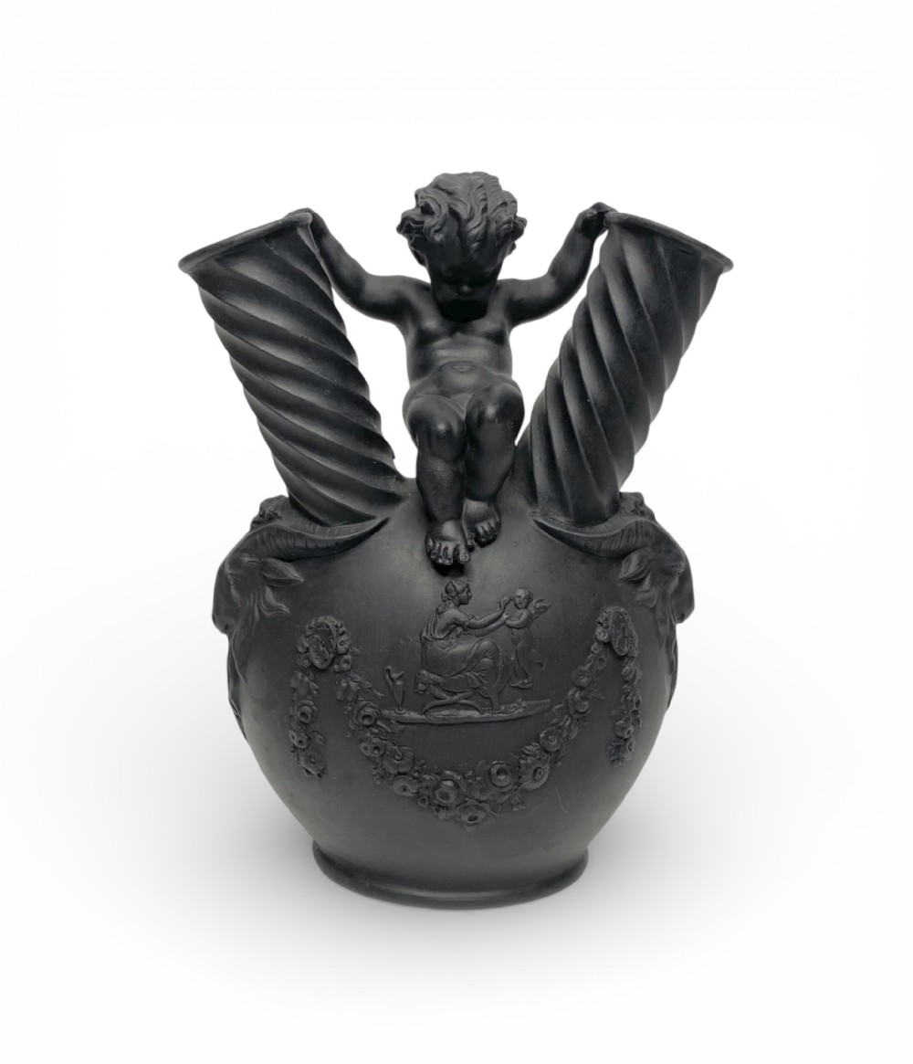 Wedgwood black basalt cherub flask, c. 1850