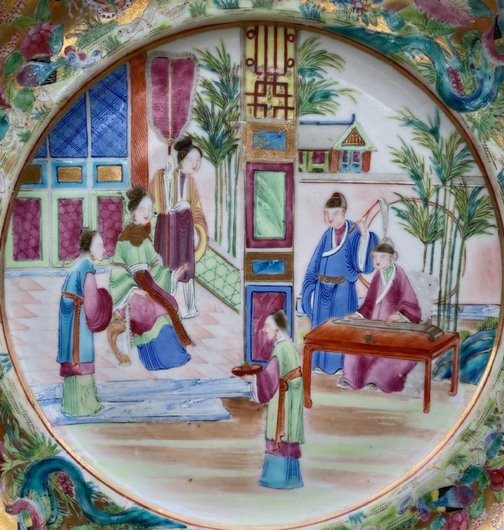 Chinese porcelain famille rose plate, c. 1840, Qing Dynasty. View II