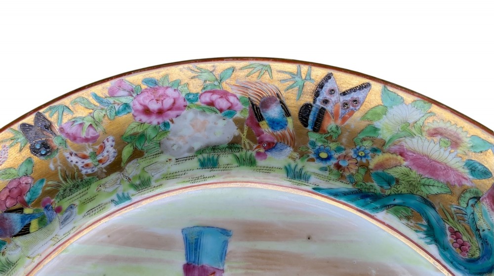 Chinese porcelain famille rose plate, c. 1840, Qing Dynasty. View III