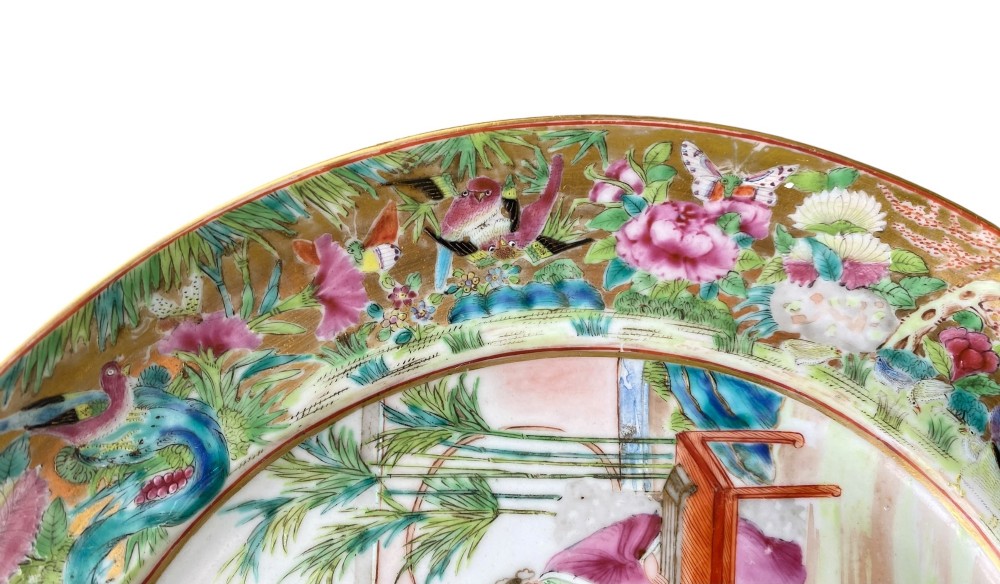 Chinese porcelain famille rose plate, c. 1840, Qing Dynasty. View V