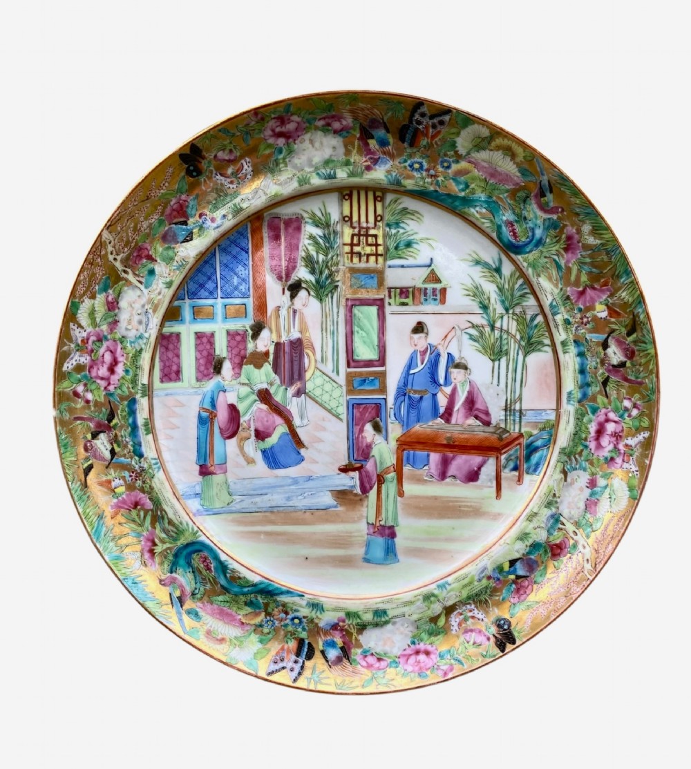 Chinese porcelain famille rose plate, c. 1840, Qing Dynasty. View VIII
