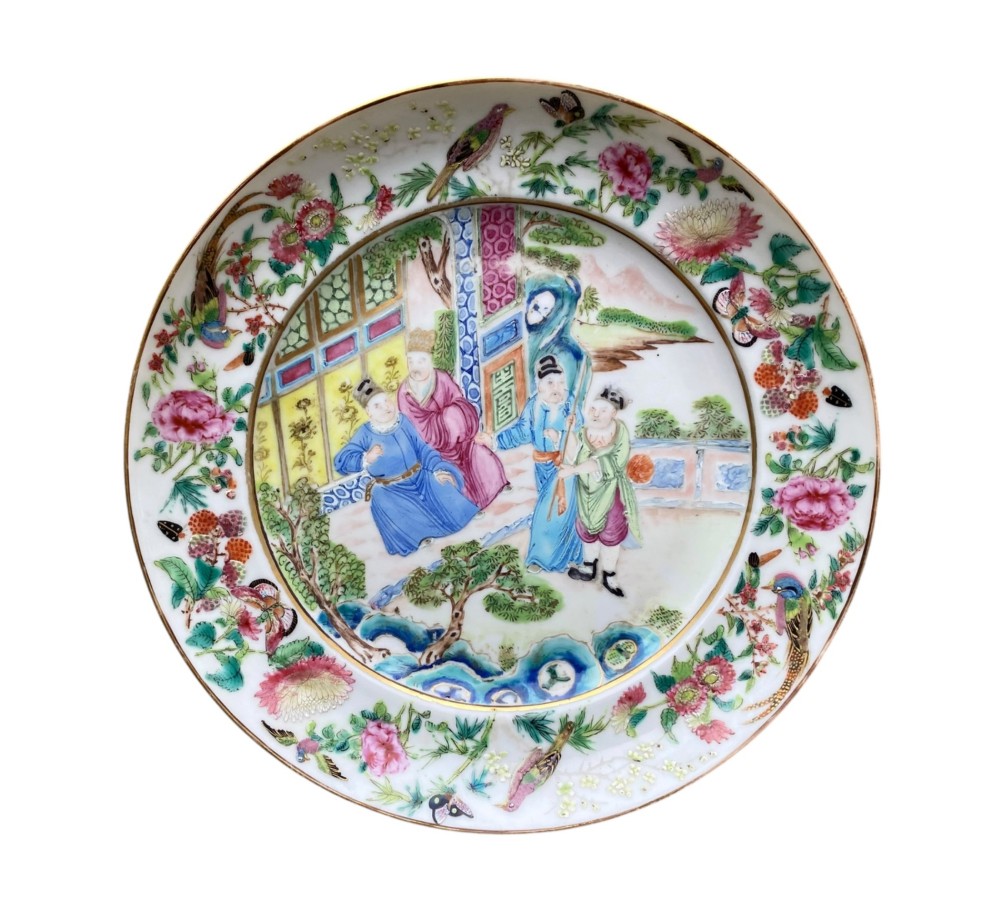 Pair Chinese porcelain plates, c. 1840, Qing Dynasty. View IV