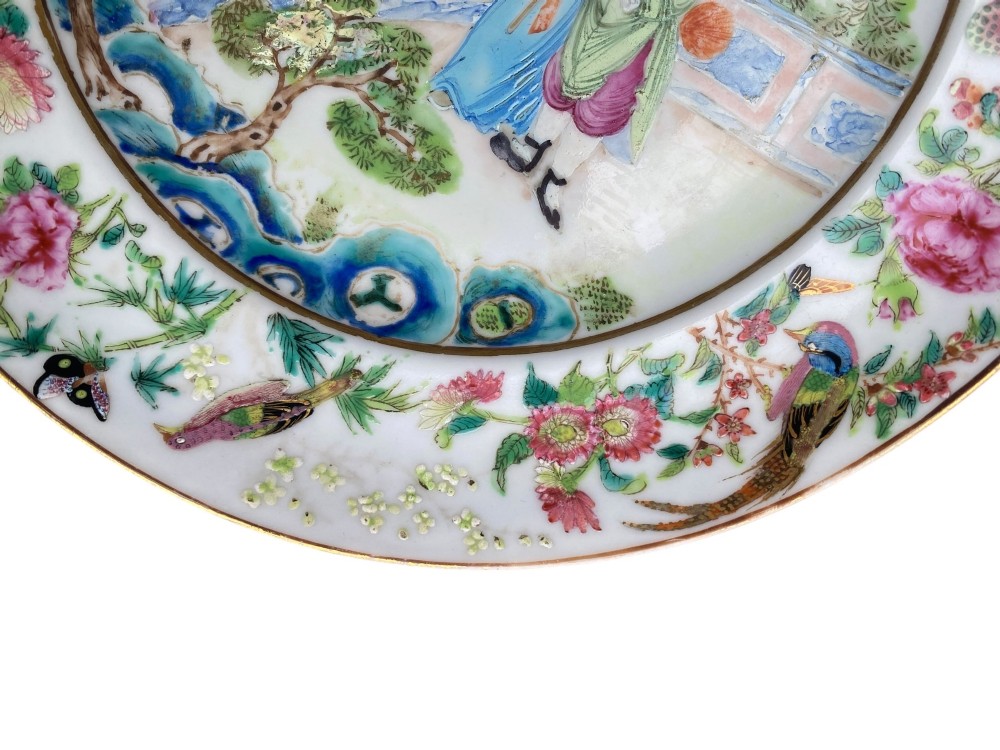 Pair Chinese porcelain plates, c. 1840, Qing Dynasty. View IX