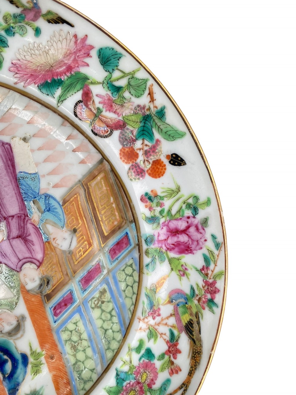 Pair Chinese porcelain plates, c. 1840, Qing Dynasty. View XII