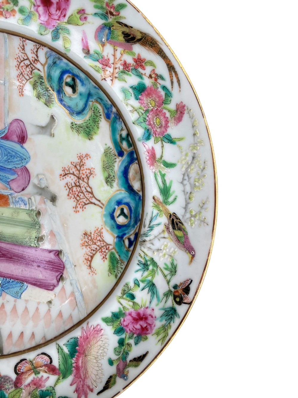Pair Chinese porcelain plates, c. 1840, Qing Dynasty. View XIII