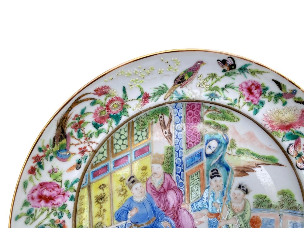 Pair Chinese porcelain plates, c. 1840, Qing Dynasty. View XIV