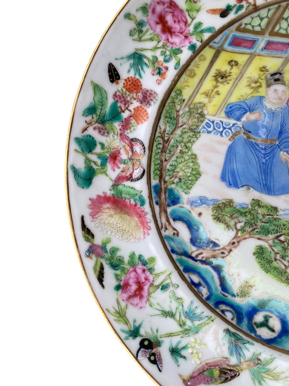 Pair Chinese porcelain plates, c. 1840, Qing Dynasty. View XV