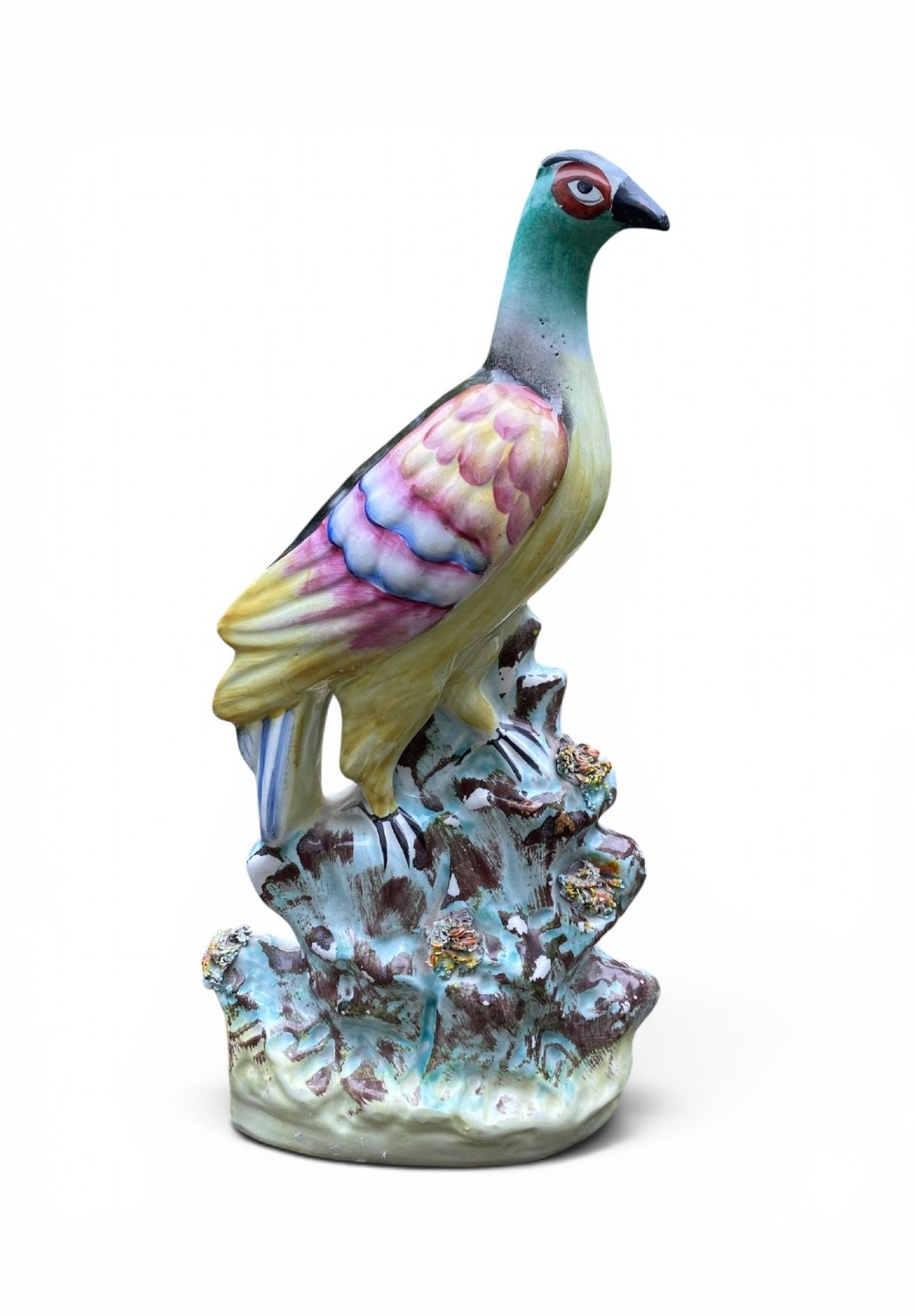 Pair Staffordshire pottery pigeons, c. 1860. View IV