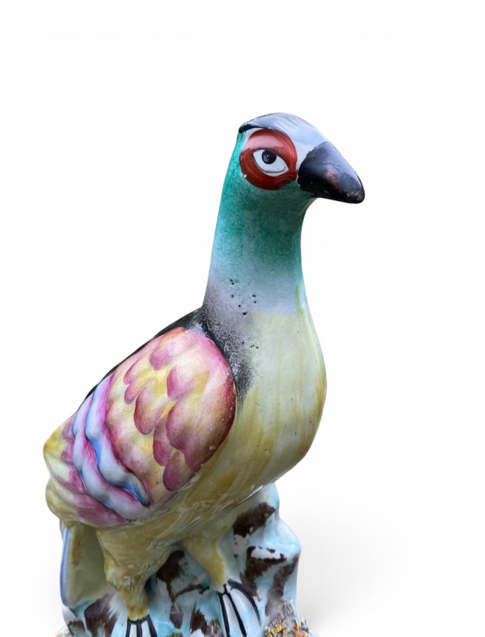 Pair Staffordshire pottery pigeons, c. 1860. View V