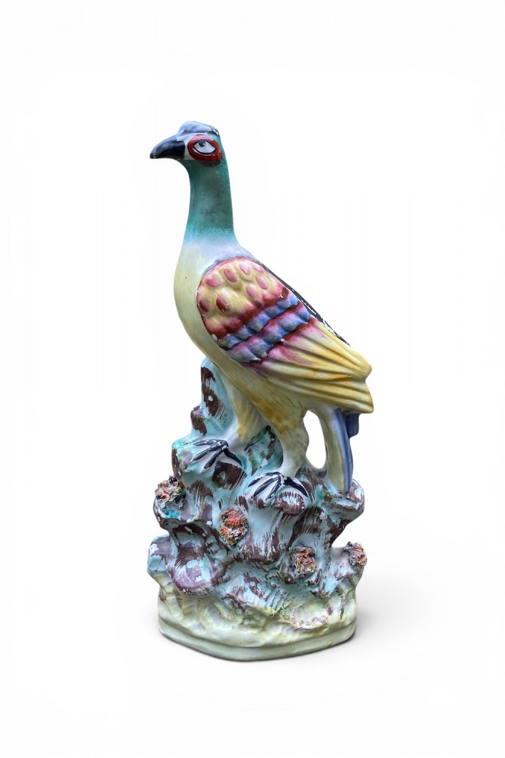 Pair Staffordshire pottery pigeons, c. 1860. View XI