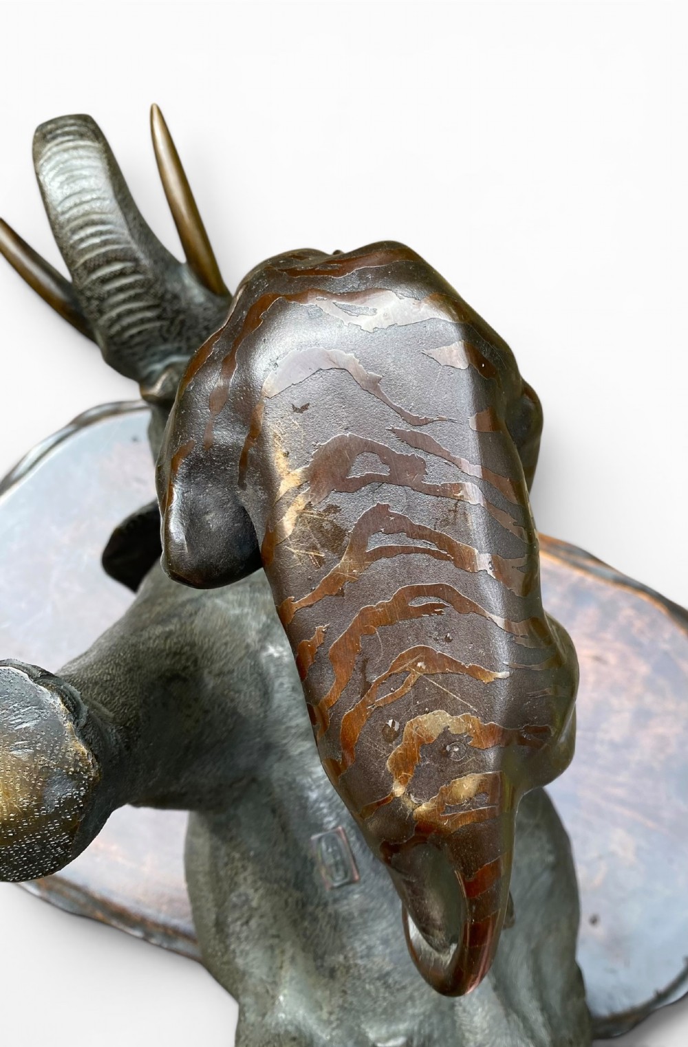 Japanese bronze okimono of an elephant, Maruki Company, Meiji Period. View X