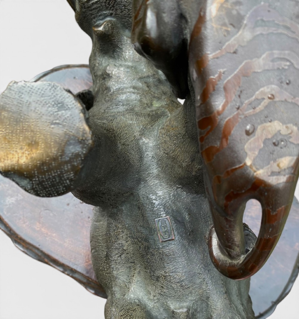 Japanese bronze okimono of an elephant, Maruki Company, Meiji Period. View XIII