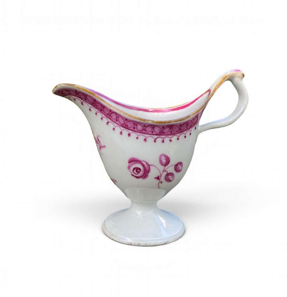 New Hall porcelain clip handled cream jug, c. 1790. View II
