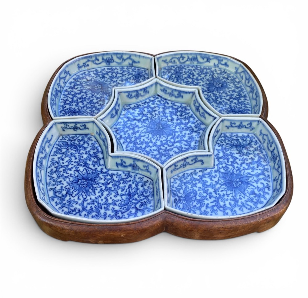 Chinese porcelain segmented sweetmeat dishes, c. 1800, Qing Dynasty. View II
