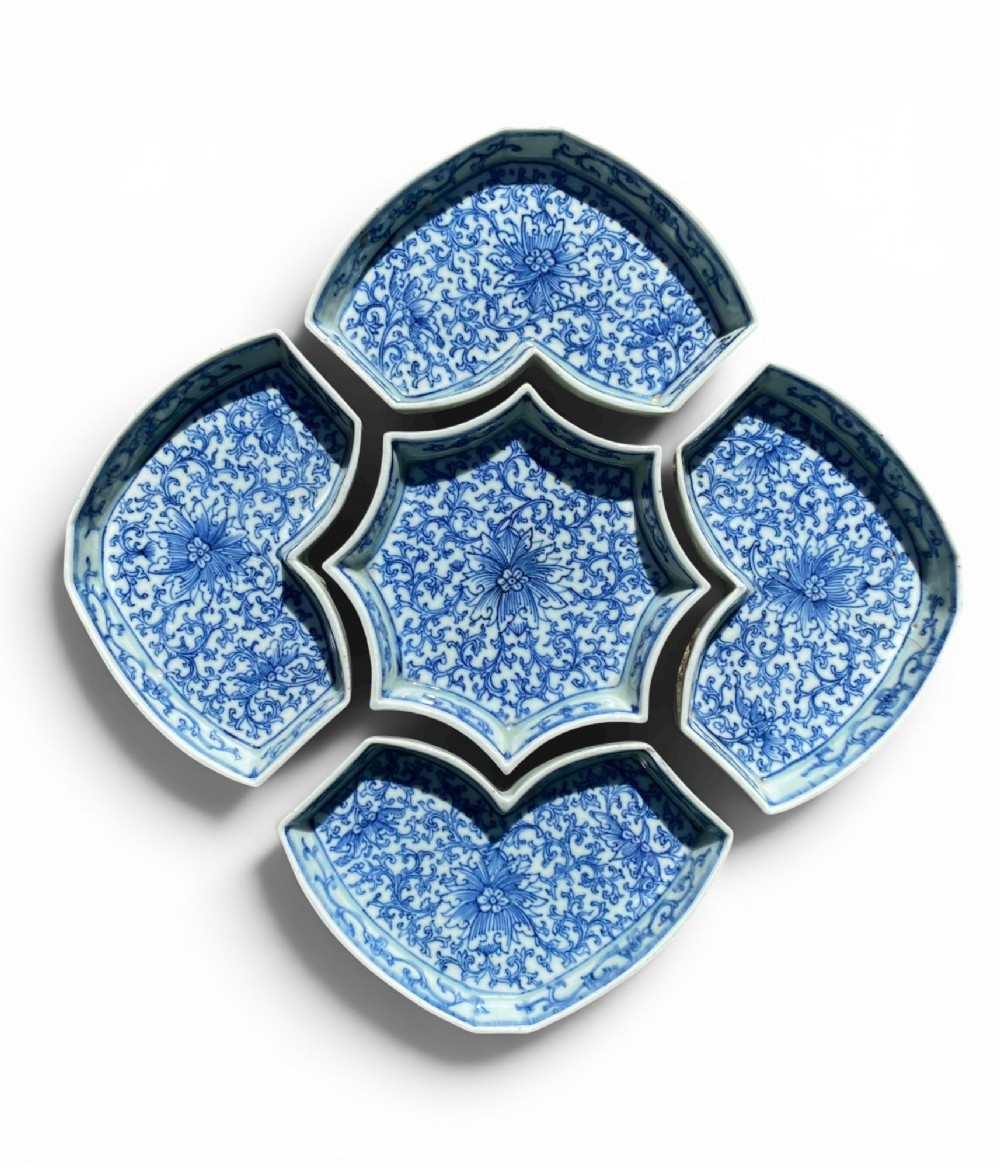Chinese porcelain segmented sweetmeat dishes, c. 1800, Qing Dynasty. View VIII