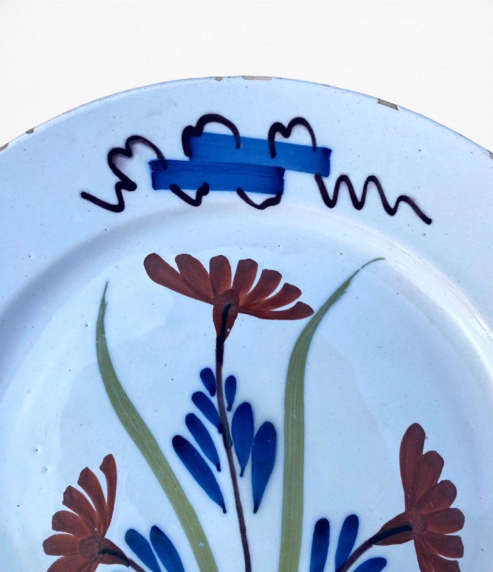 London delft polychrome plate, c. 1740. View II