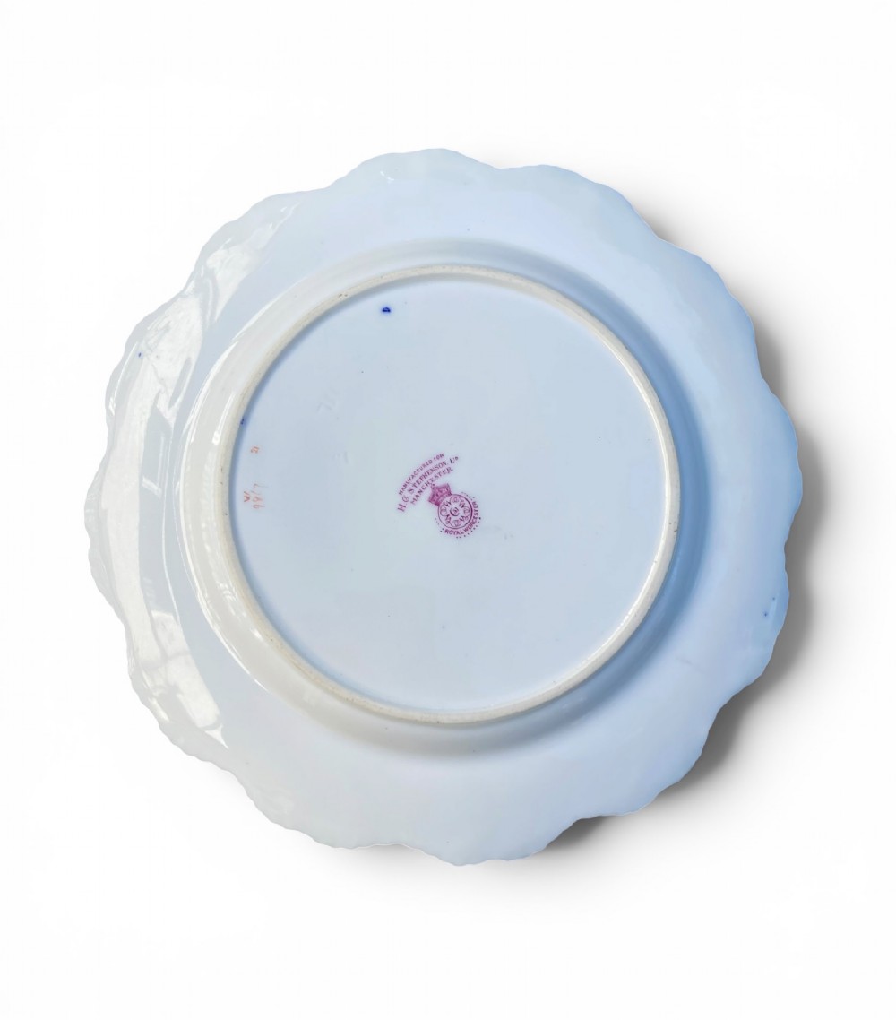 Royal Worcester porcelain Fruit plate, Richard Sebright, d. 1912. View V