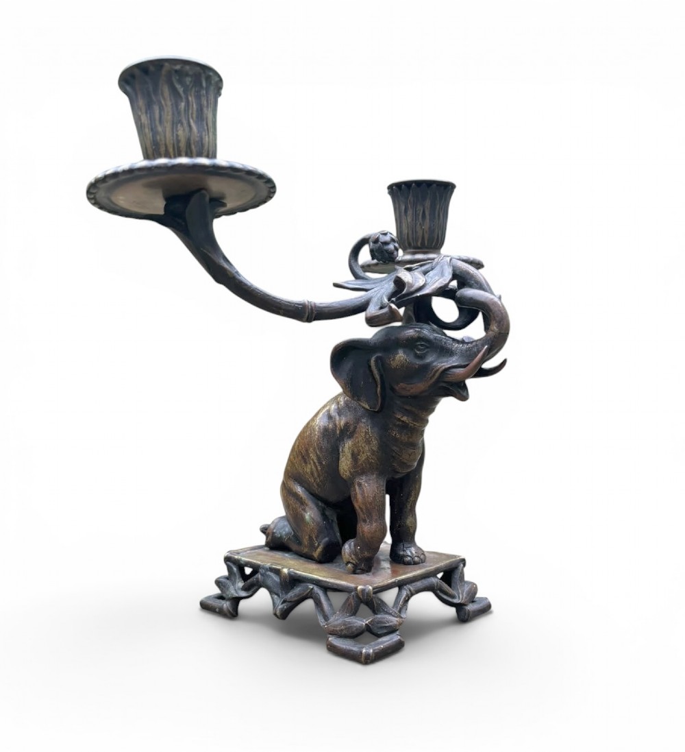 French bronze elephant candelabrum, c. 1870.