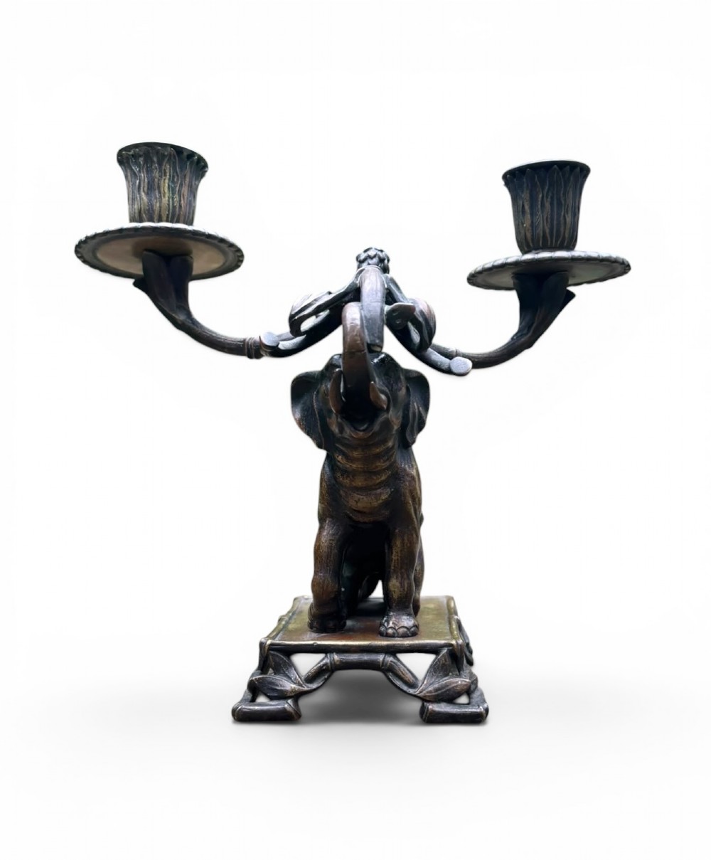 French bronze elephant candelabrum, c. 1870. View II