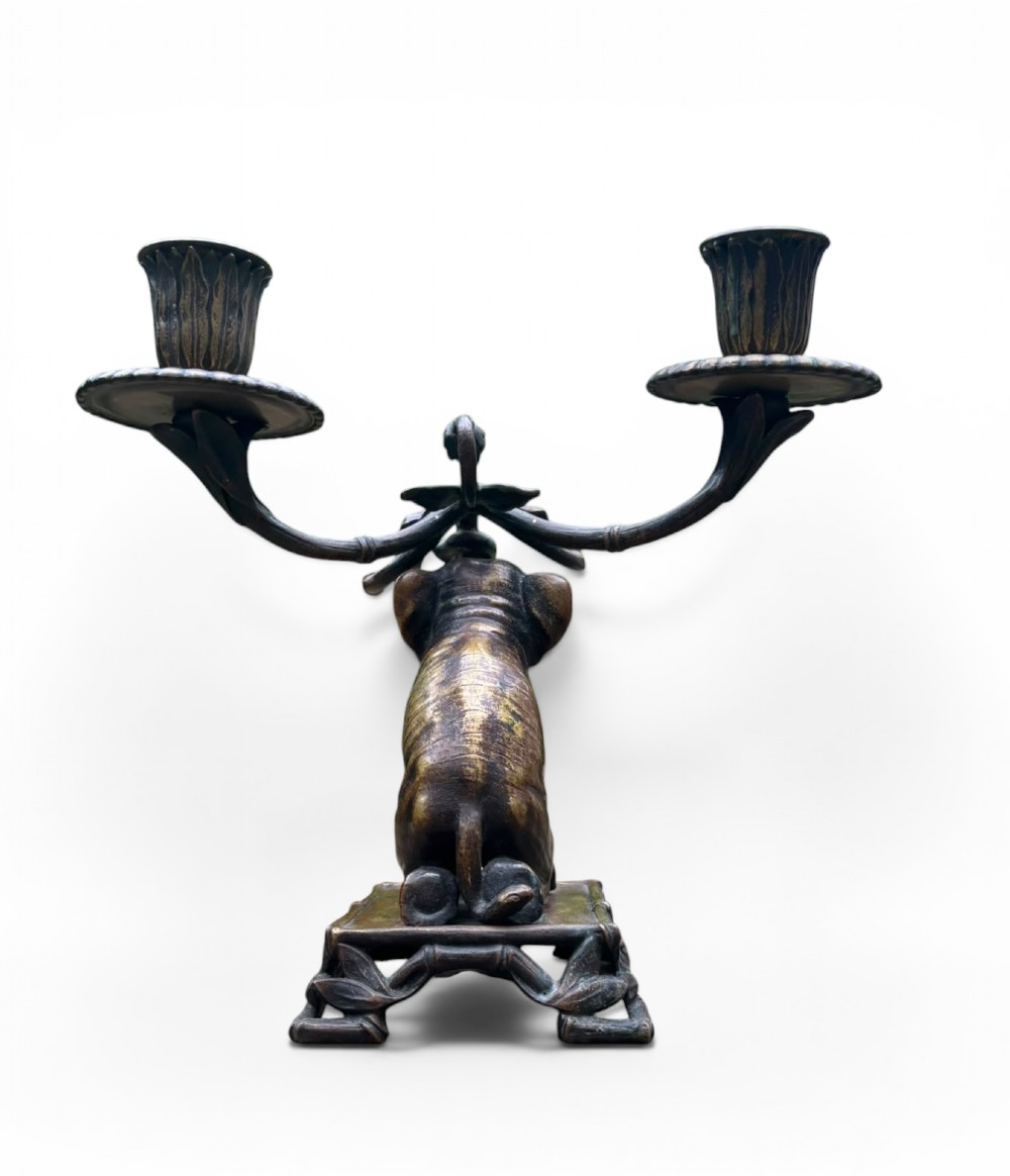 French bronze elephant candelabrum, c. 1870. View III