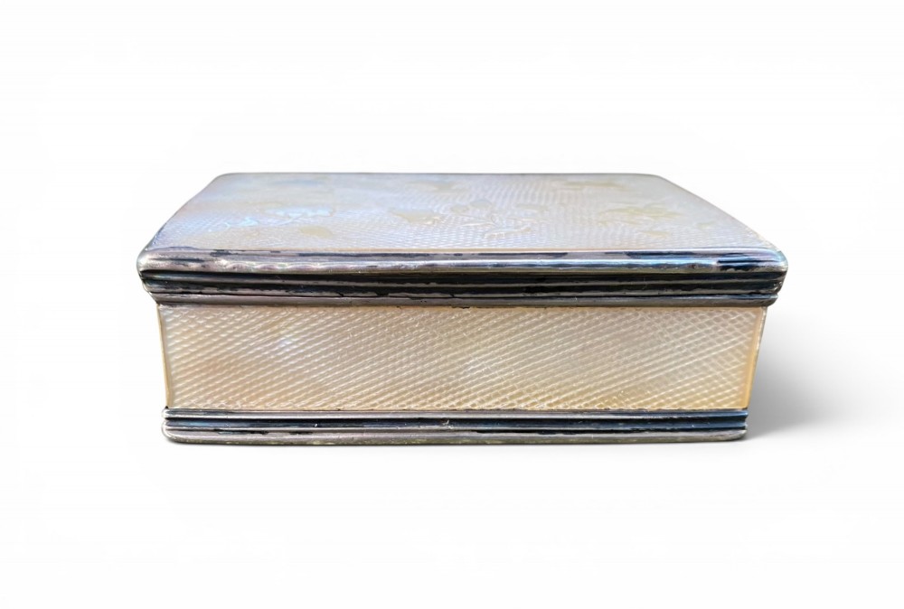 Chinese mother of pearl and silver snuff box, 18th Century. View V