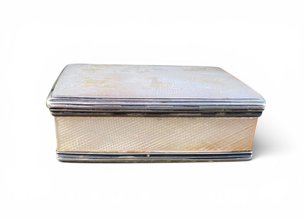 Chinese mother of pearl and silver snuff box, 18th Century. View VI