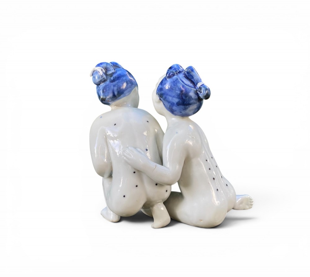 Hirado porcelain figure group, Japan, c. 1880, Meiji Period.