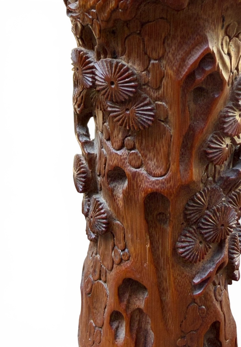 Chinese bamboo bitong, pine trees, 18th Century. View IX