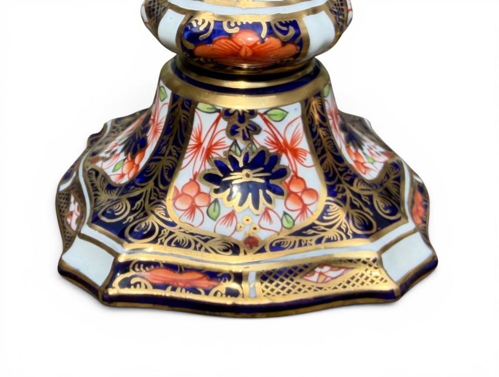Royal Crown Derby candlesticks, Imari, dated 1919. View III