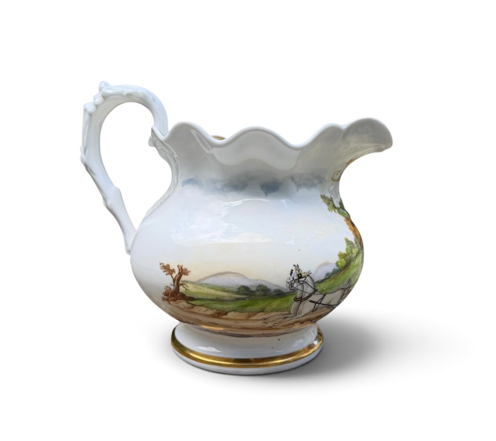 Coalport porcelain Hull to York Coaching jug, c. 1830. View IV