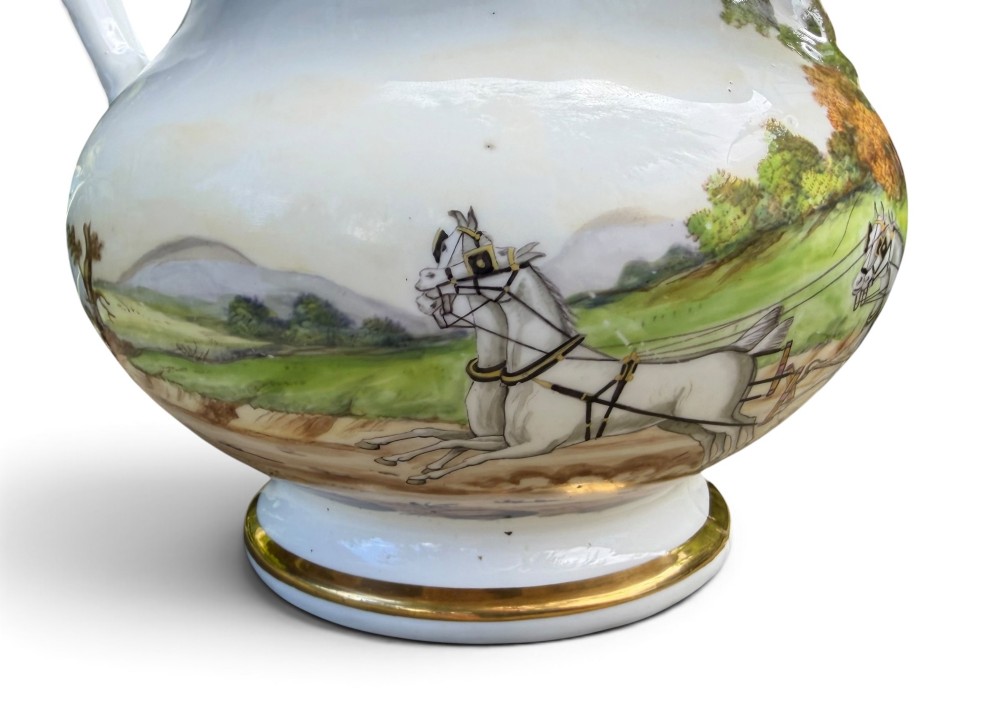 Coalport porcelain Hull to York Coaching jug, c. 1830. View XII