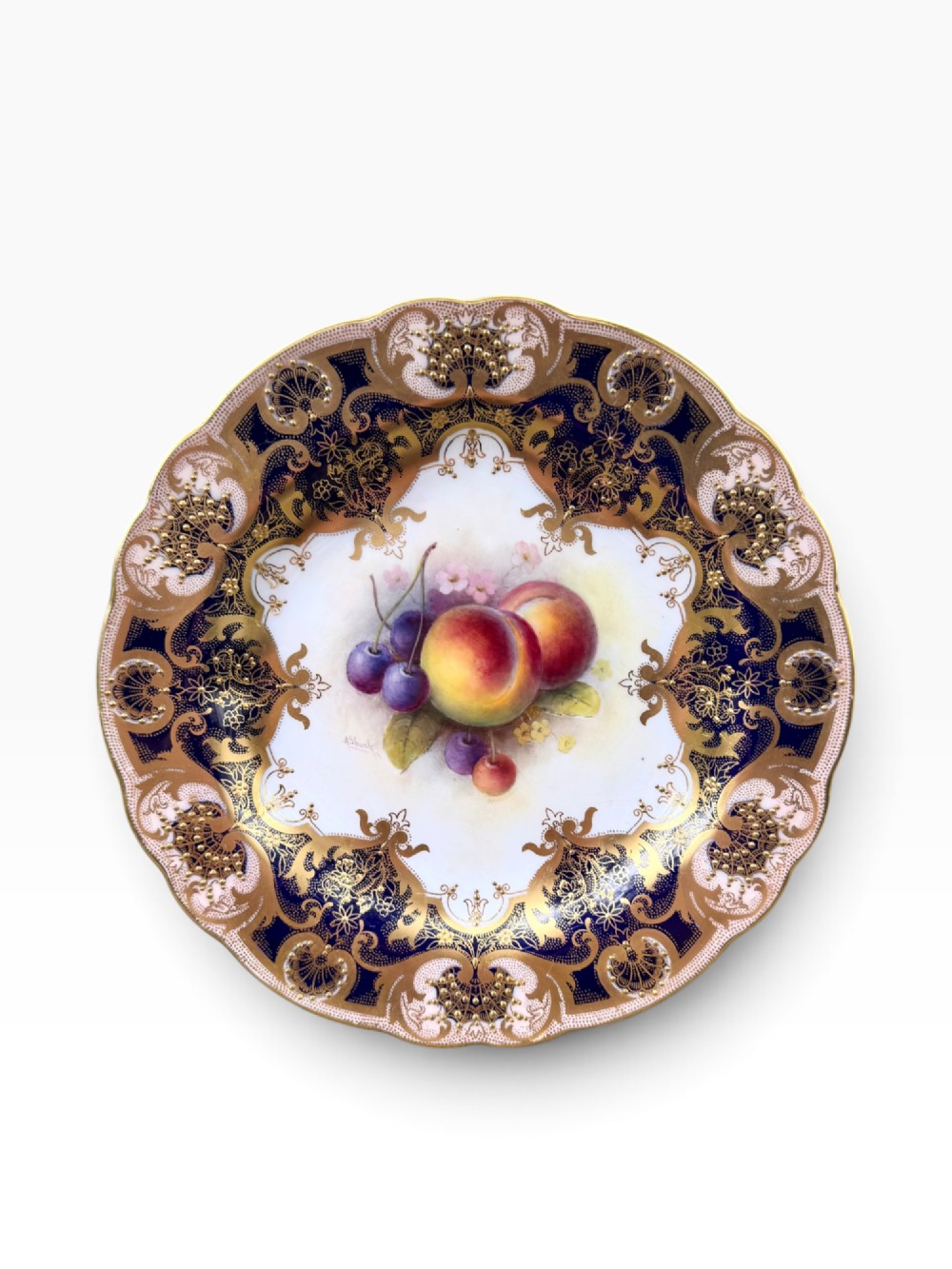 Royal Worcester Fruit plate, Albert Shuck, dated 1924.