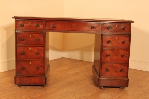 Victorian Mahogany 9 Drawer Desk