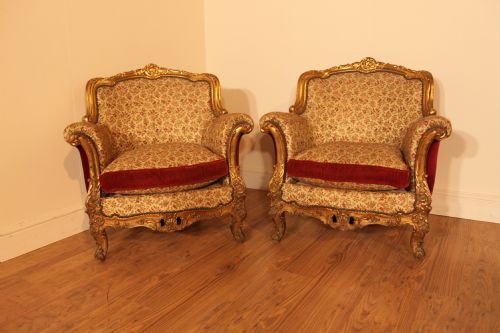 Matched Pair of Late Victorian Arm Chairs